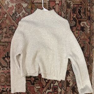 H&M Cream Ribbed Turtleneck Sweater